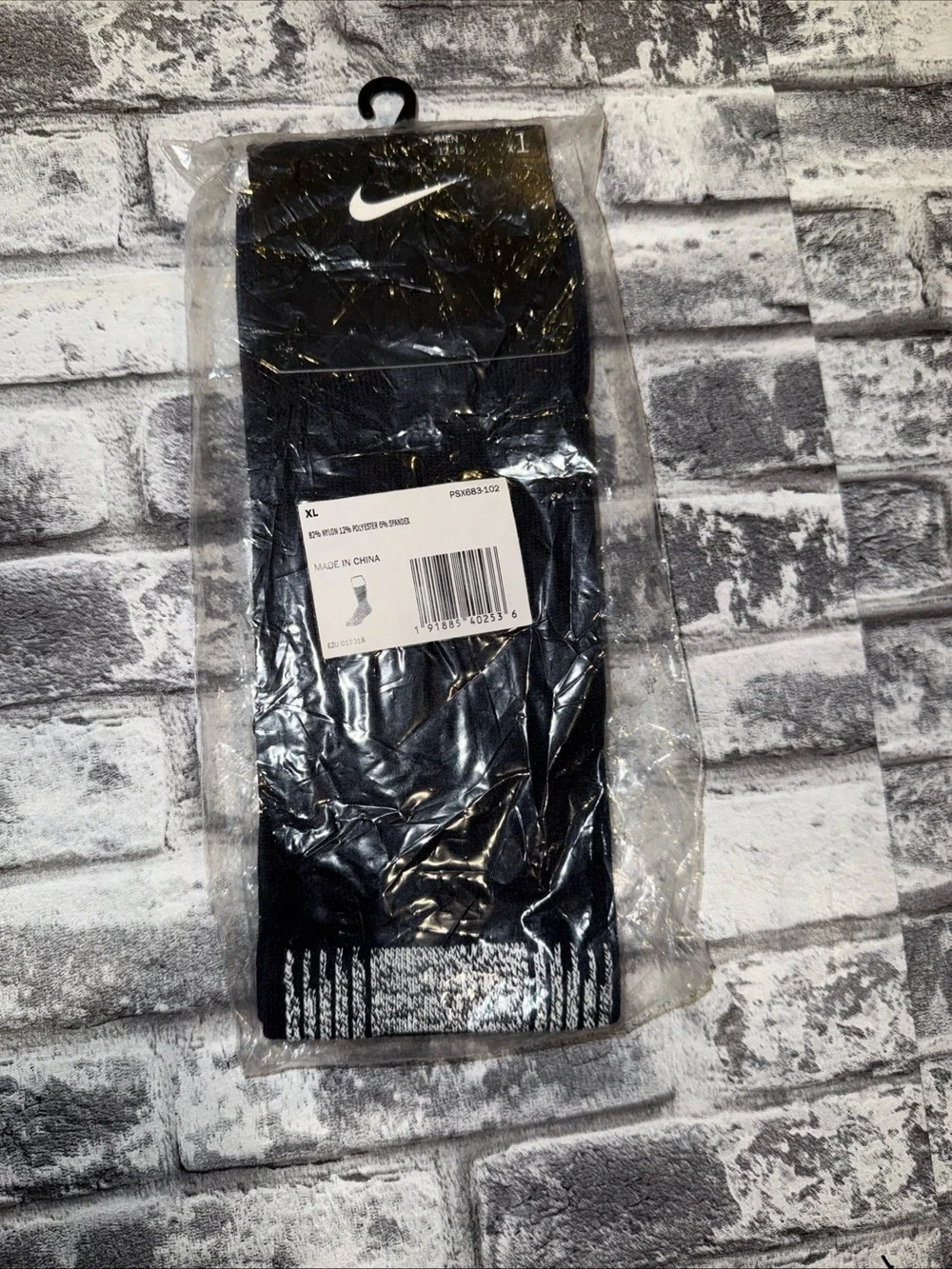 Nike Air Jordan Black White Crew Socks PSX683-102 Size XL (US Men's 12-15)